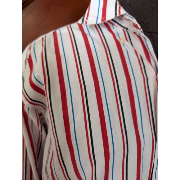 Vintage Levis Striped Button-Up Shirt Red/White/Blue Medium - Picture 2 of 6